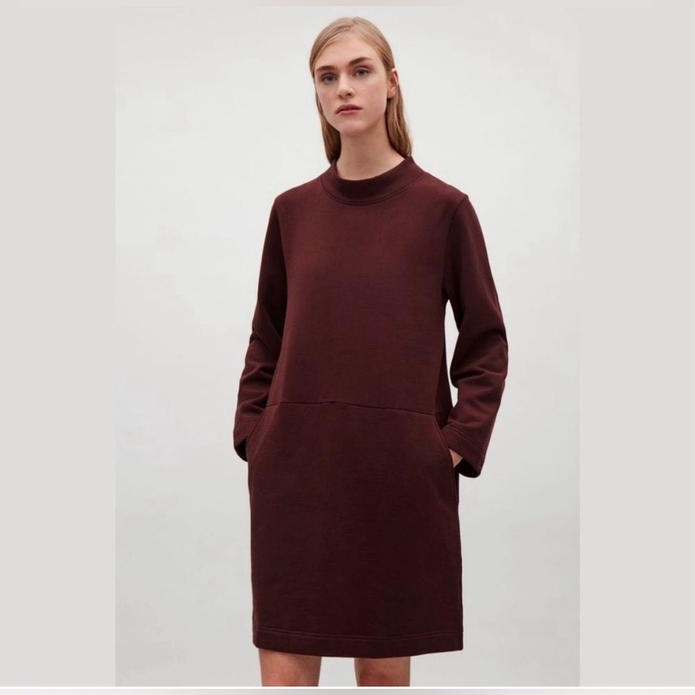 COS Rich Maroon Long Sleeve Dress